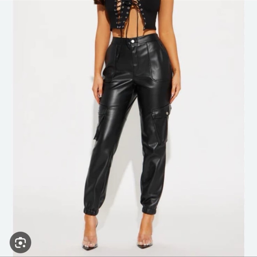 Fashion Nova Black Leather Joggers